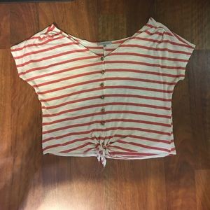 Coral and white crop top